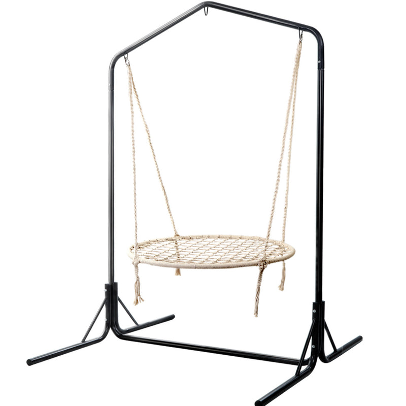 Keezi Kids Outdoor Nest Spider Web Swing Hammock Chair with Stand Garden 100cm