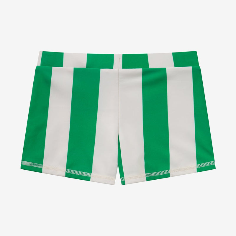 Green Striped Poker Printed Swim Shorts