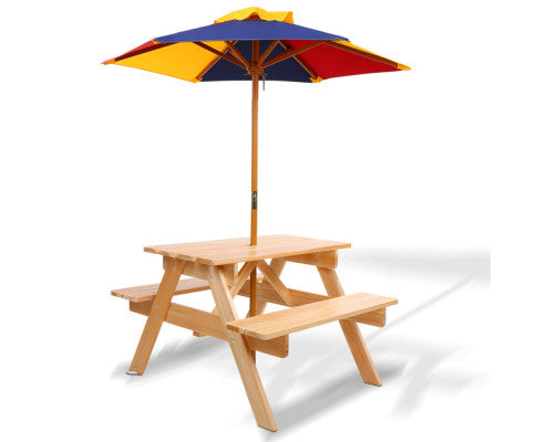 Keezi Kids Wooden Picnic Bench with Umbrella