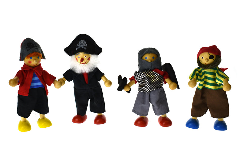 PRICE FOR 4 ASSORTED PIRATE FLEXI DOLL