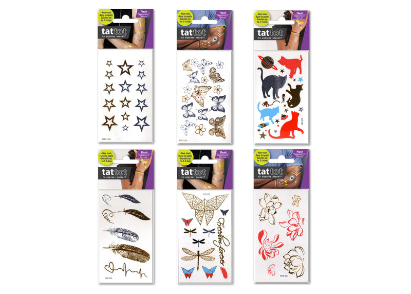 PRICE FOR 6 ASSORTED TEMPORARY TATTOO METALLIC FREEDOM FOREVER