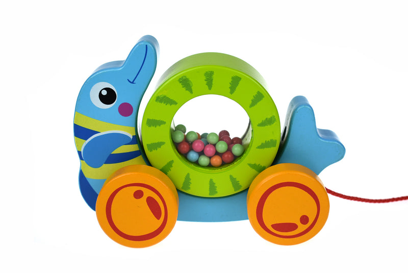 PULL ALONG ROLLING DOLPHIN WITH BEADS