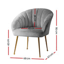 Artiss Armchair Lounge Chair Armchairs Accent Chairs Grey Velvet Sofa Couch