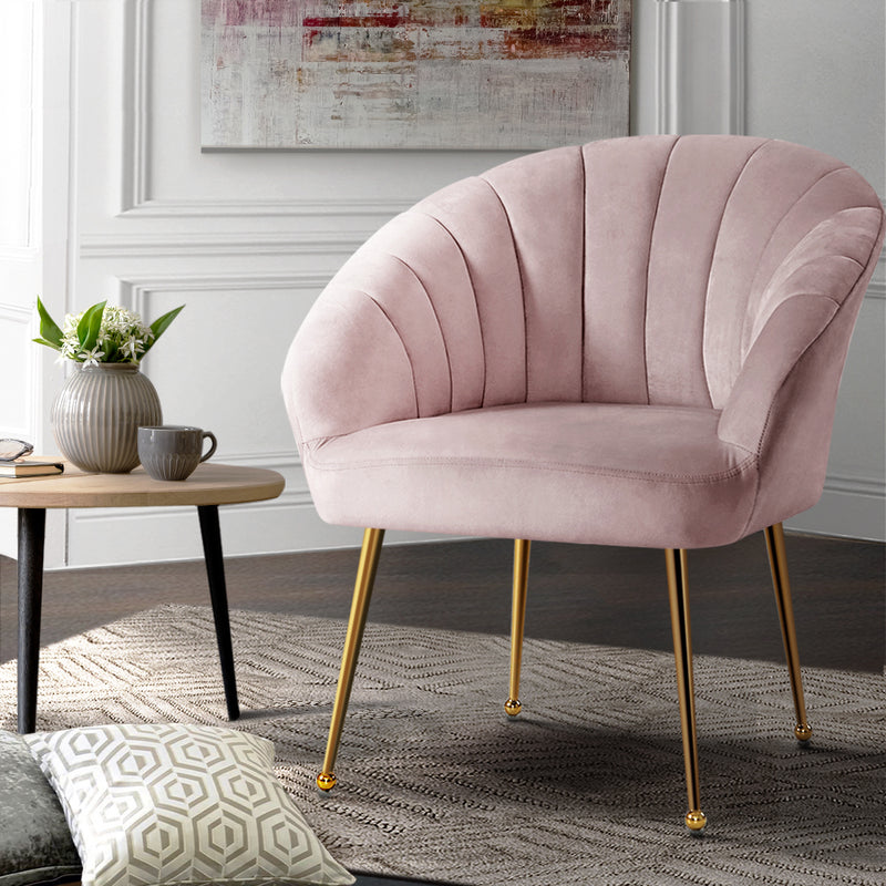 Artiss Armchair Lounge Chair Armchairs Accent Chairs Velvet Sofa Pink Couch