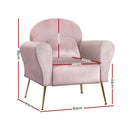 Artiss Armchair Lounge Chair Accent Armchairs Chairs Sofa Pink Velvet Cushion