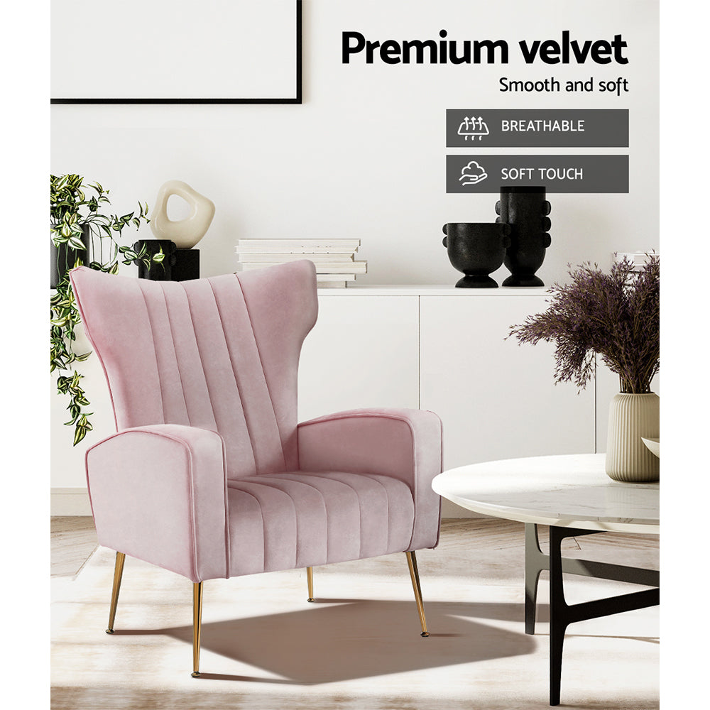 Arm Chair With Baby Pink Armchair Velvet Armchair Light Pink Arm