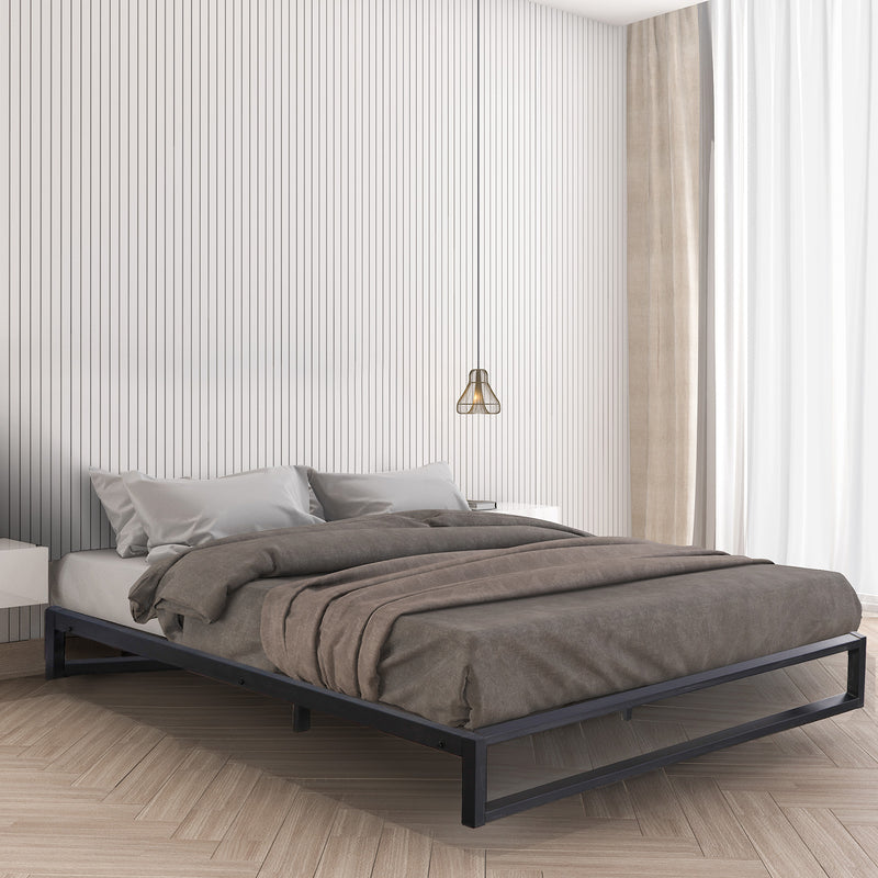 Milano Decor Florence Metal Bed Frame Mattress Base Platform Modern Black - Queen - Black