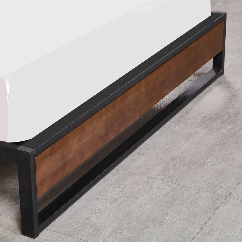 Milano Decor Sorrento Metal Wood Bed Frame Mattress Base Platform Modern Black - King Single - Black