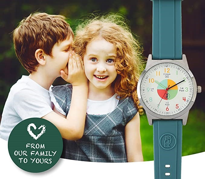 Analog Watches for Kids Telling Time Teaching Tool (Great for Boys and Girls Ages 5-15) - Green