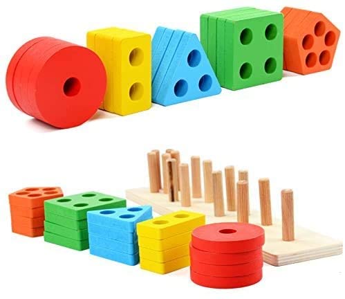 Wooden Educational Preschool Blocks Puzzle for 3 to 5 Year Old Kids Toys