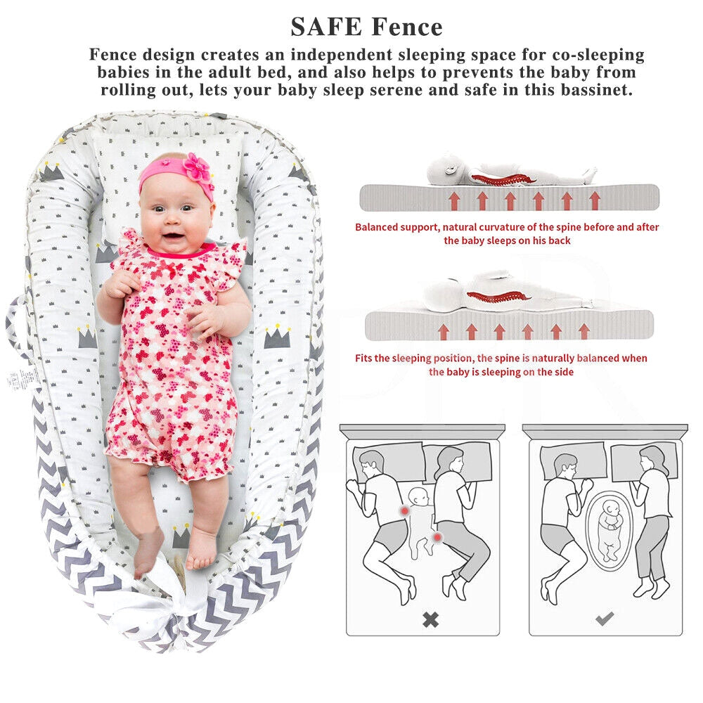Portable Newborn Baby Lounger Nest Pod Crib Cot Bed Sleeping Babies Ba