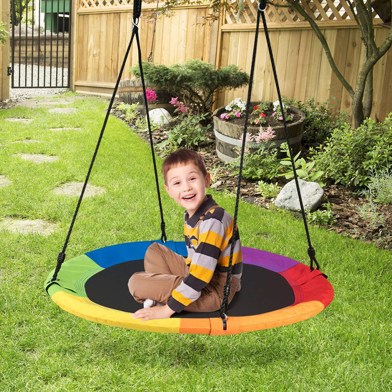 100cm Kids Flying Saucer Tree Swing Outdoor Round Swing Hammock Chair