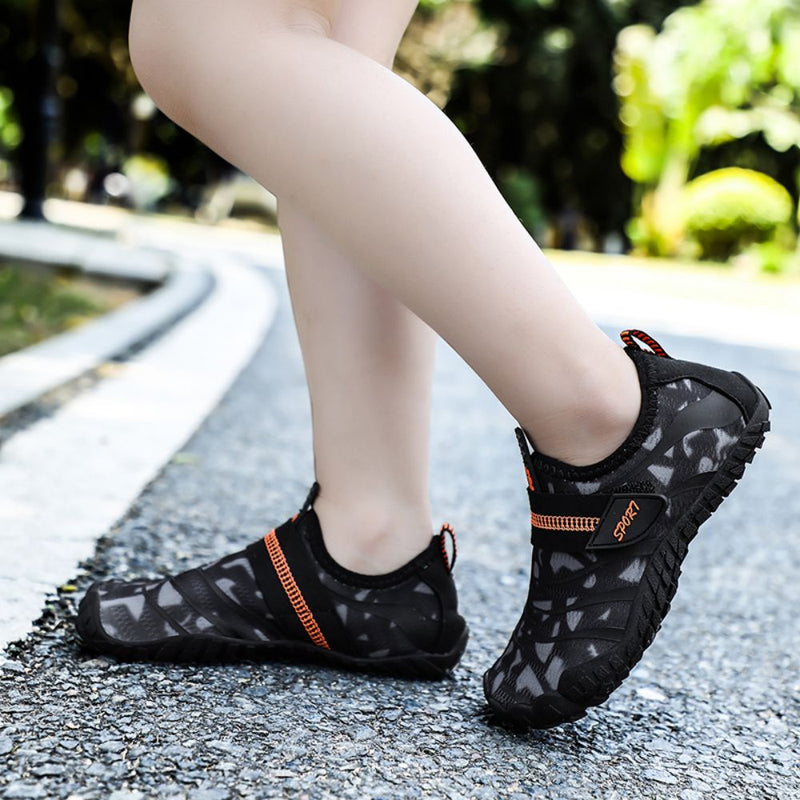 Kids Water Shoes Barefoot Quick Dry Aqua Sports Shoes Boys Girls (Pattern Printed) - Black Size Bigkid US3 = EU34