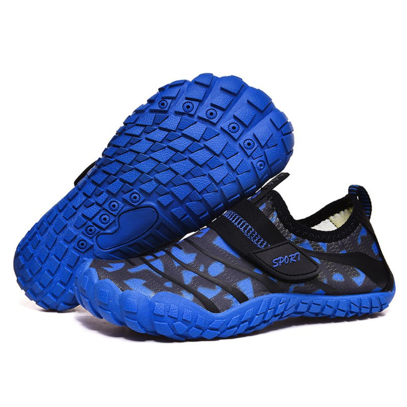 Kids Water Shoes Barefoot Quick Dry Aqua Sports Shoes Boys Girls (Pattern Printed) - Blue Size Bigkid US5.5 = EU37