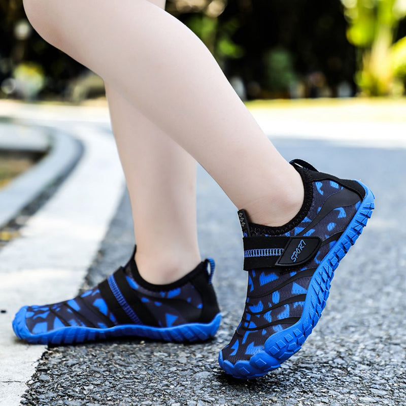 Kids Water Shoes Barefoot Quick Dry Aqua Sports Shoes Boys Girls (Pattern Printed) - Blue Size Bigkid US5.5 = EU37