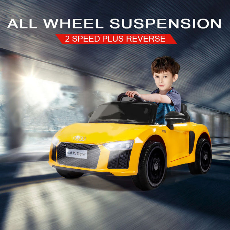 Rovo Kids Kids Ride-On Car Licensed AUDI R8 SPYDER Battery Electric Toy Remote 12V Yellow