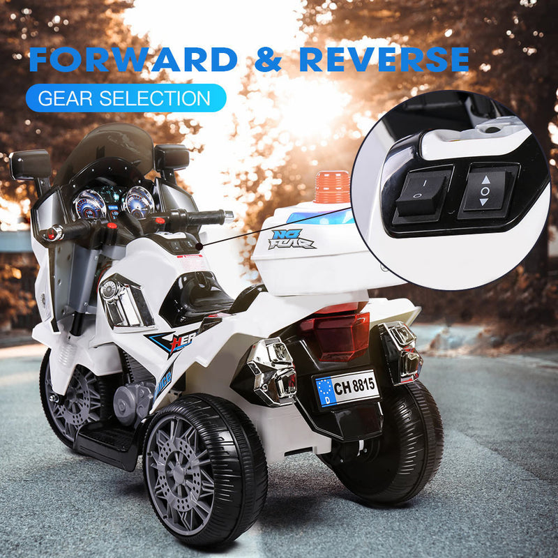 ROVO KIDS Electric Ride-On Patrol Motorbike S1K-Inspired Battery Police Toy Bike