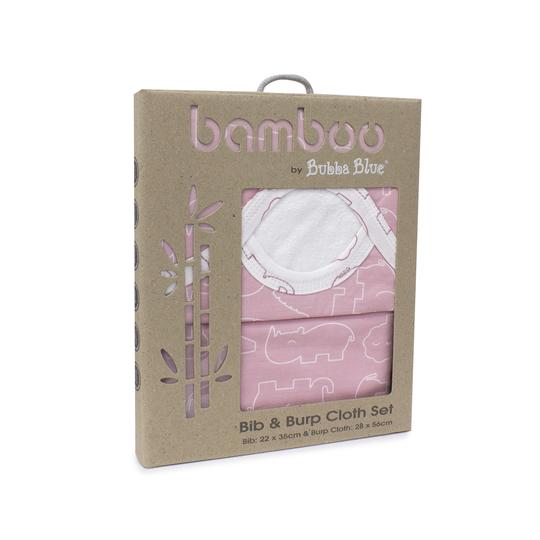 Bubba Blue Smokey Pink Safari Bamboo Bib & Burp Pad Set BB06707