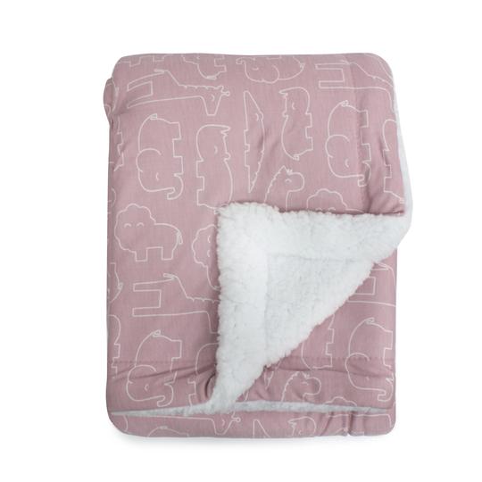 Bubba Blue Smokey Pink Safari Bamboo Reversible Cuddle Blanket BB06547