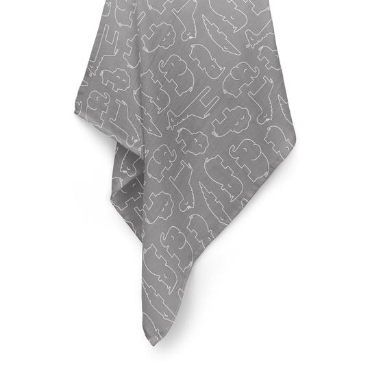 Bubba Blue Ash Grey Safari Bamboo 3pk Muslin Swaddle Wraps BB06592