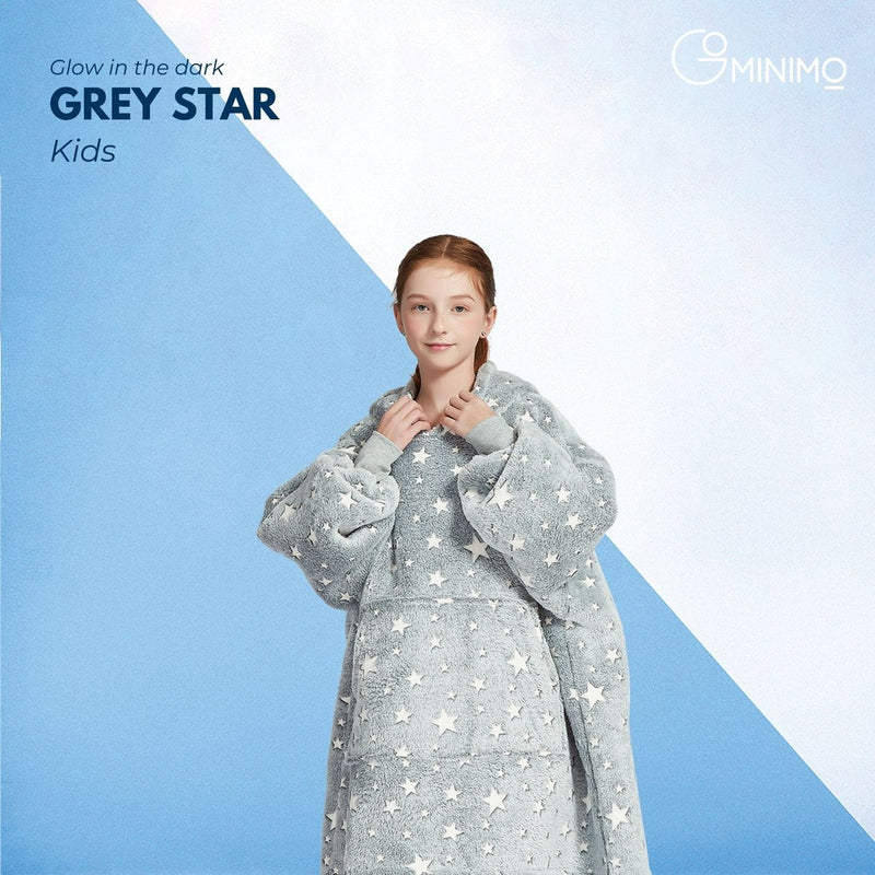 GOMINIMO Hoodie Blanket Kids Glow In Dark Star Grey HM-HB-116-AYS
