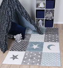 Nova Kids Blue Grey Stars & Moon Rug 120x170 cm