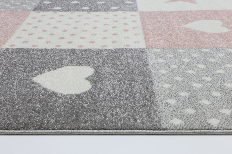 Nova Kids Pink Grey Stars & Hearts Rug 160x230 cm