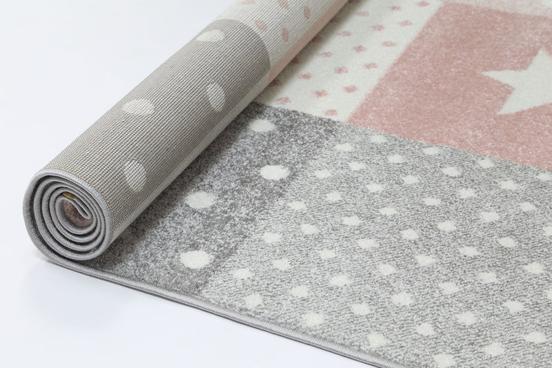 Nova Kids Pink Grey Stars & Hearts Rug 160x230 cm