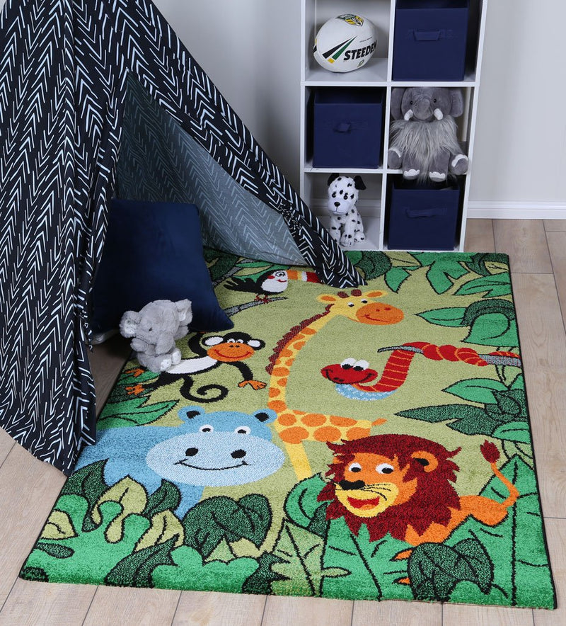 Nova Kids Green Jungle Animal Rug 160x230 cm