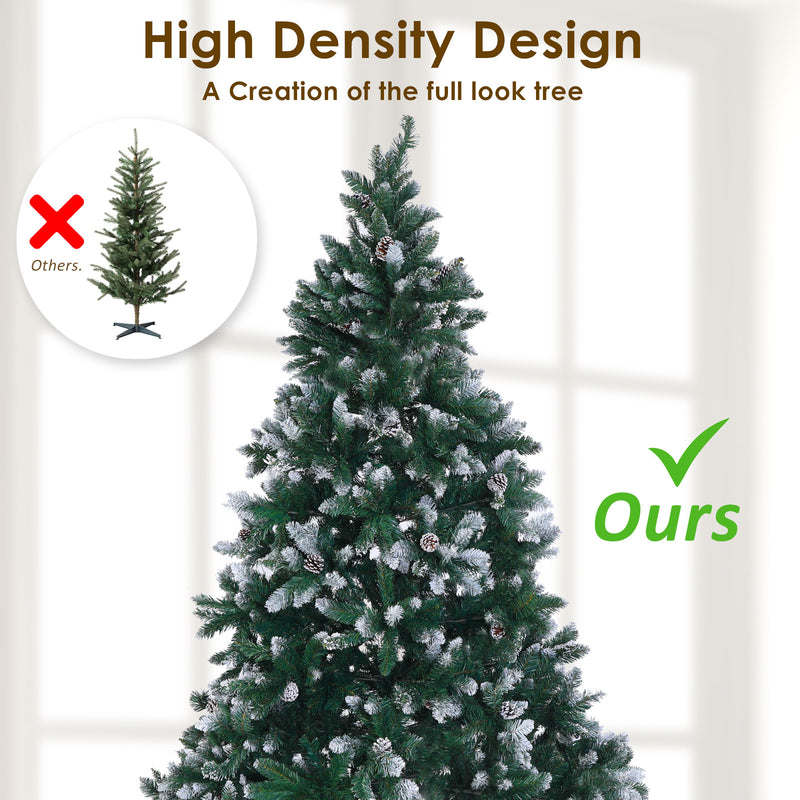 Home Ready 5Ft 150cm 720 tips Green Snowy Christmas Tree Xmas Pine Cones + Bauble Balls