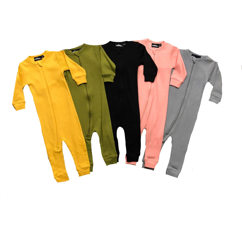MLW By Design - Organic Ribbed Zipped Long Sleeve Onesies | 0-3 Months | Grey