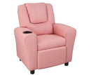 Kids Leather Recliner Chair With Drink Holder