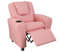 Kids Leather Recliner Chair With Drink Holder