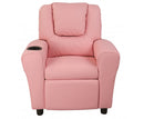 Kids Leather Recliner Chair With Drink Holder