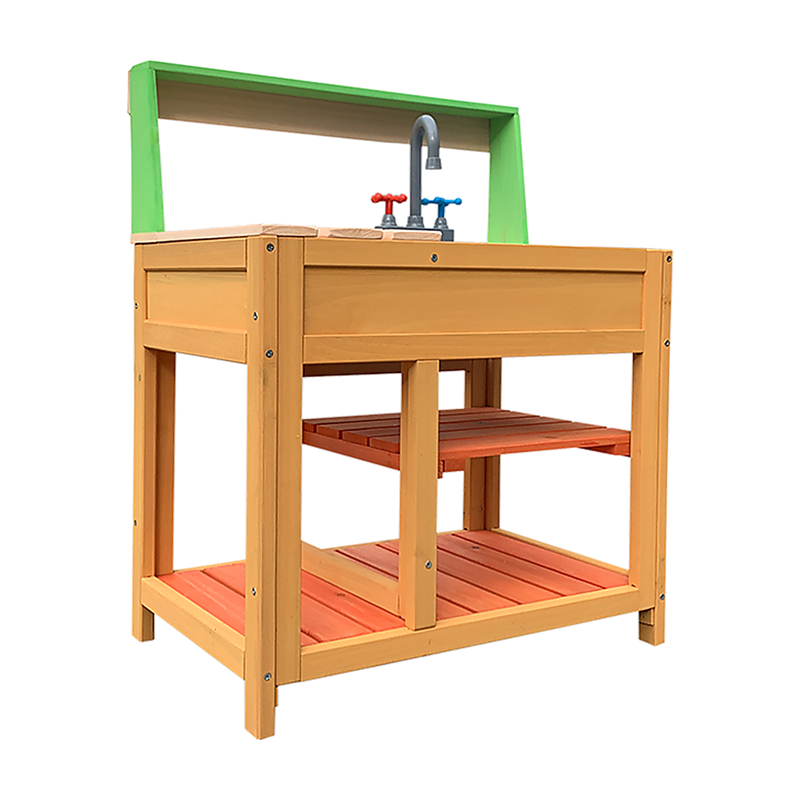 Children’s Outdoor Play Mud Kitchen Sand Pit with Display Shelf