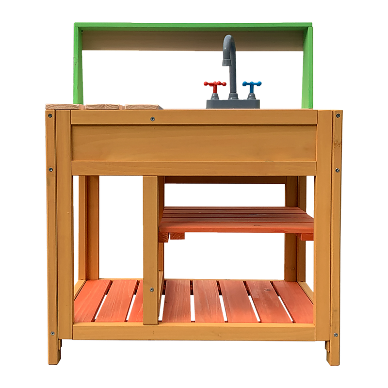 Children’s Outdoor Play Mud Kitchen Sand Pit with Display Shelf