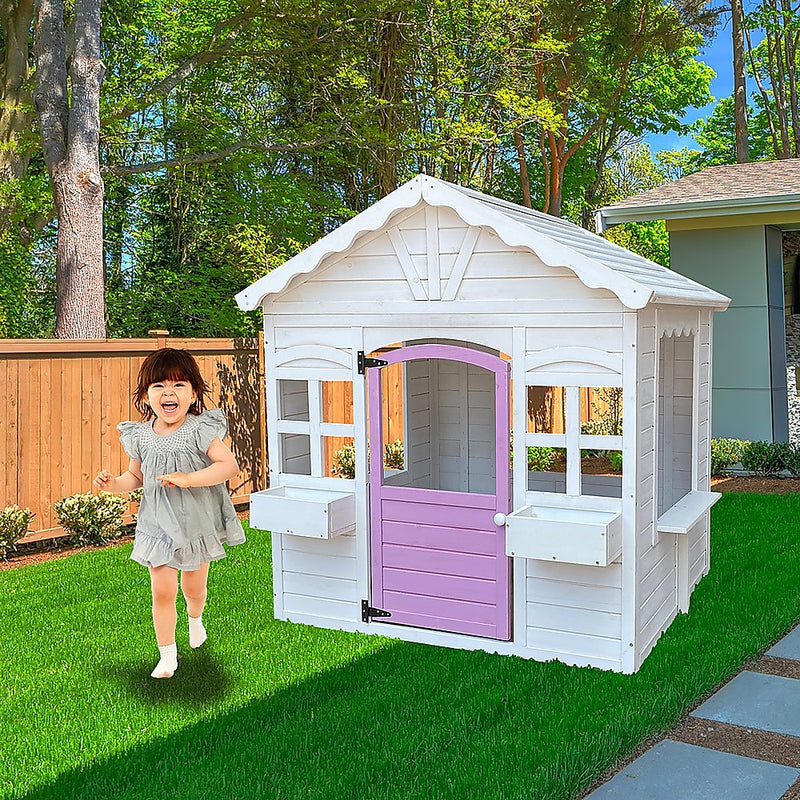 cubby house planter box Cubby House Kids Wooden Outdoor Playhouse!
