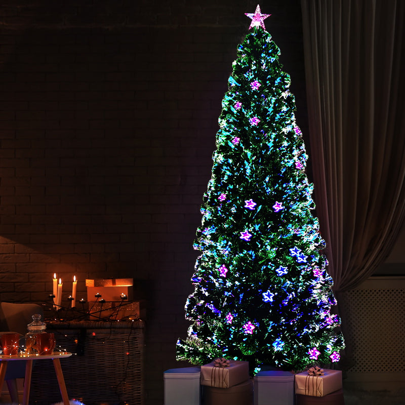 Jingle Jollys Christmas Tree 2.4M LED Xmas trees with Lights Multi Colour