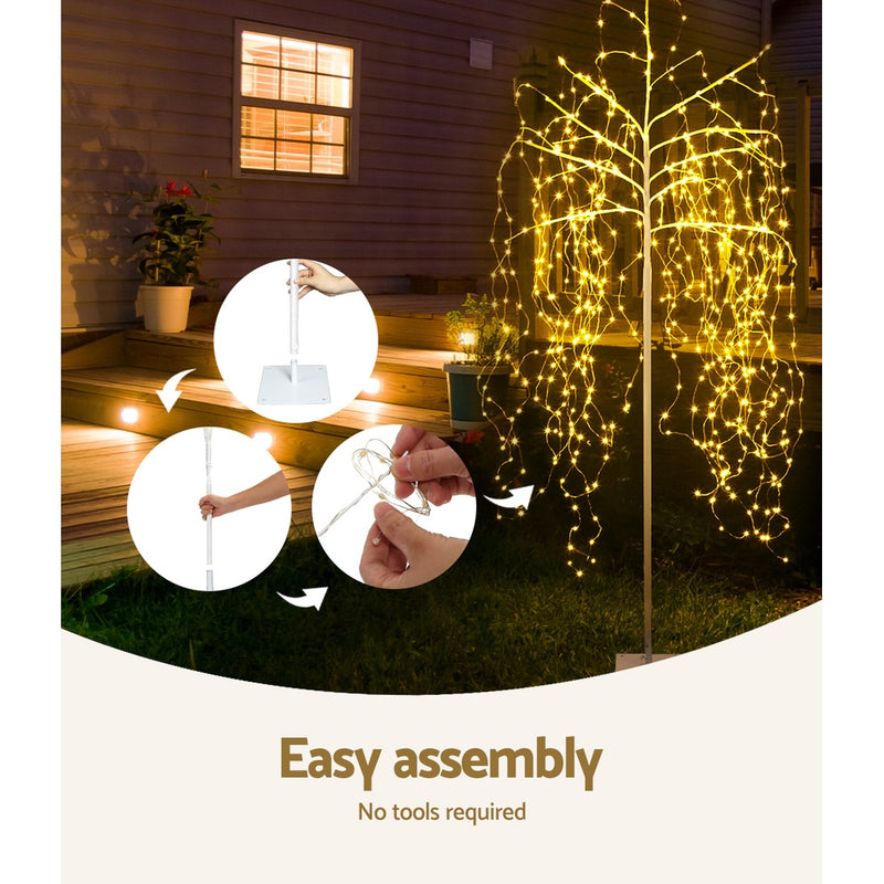 Jingle Jollys Christmas Tree 2.1M 600 LED Trees With Lights Warm White