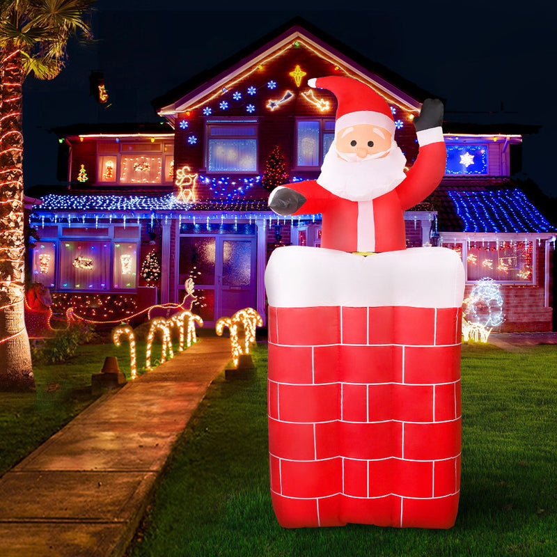 Jingle Jollys Christmas Inflatable Pop Up Santa 1.8M OutdoorDecorations Lights