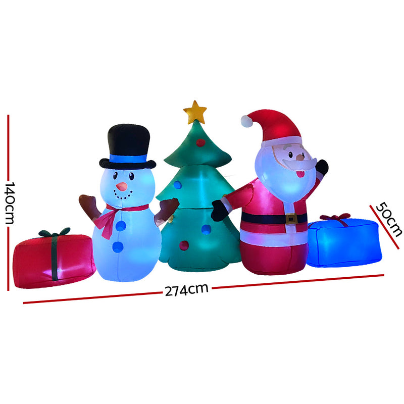 Jingle Jollys 2.7M Christmas Inflatable Tree Snowman Lights Outdoor Decorations