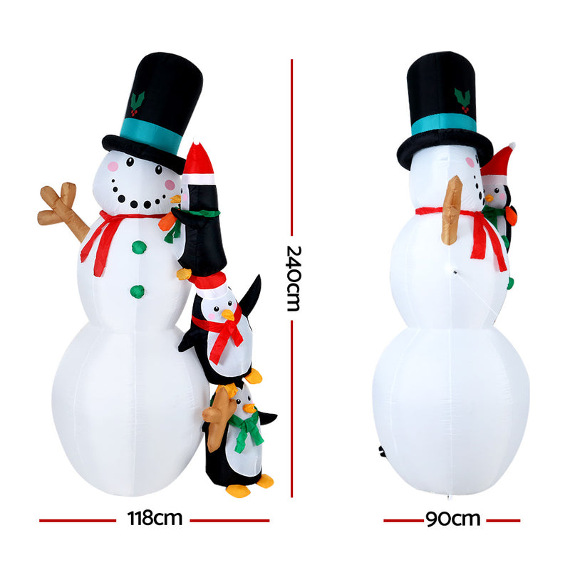 Jingle Jollys 2.4M Christmas Inflatable Snowman Xmas Lights Outdoor Decorations