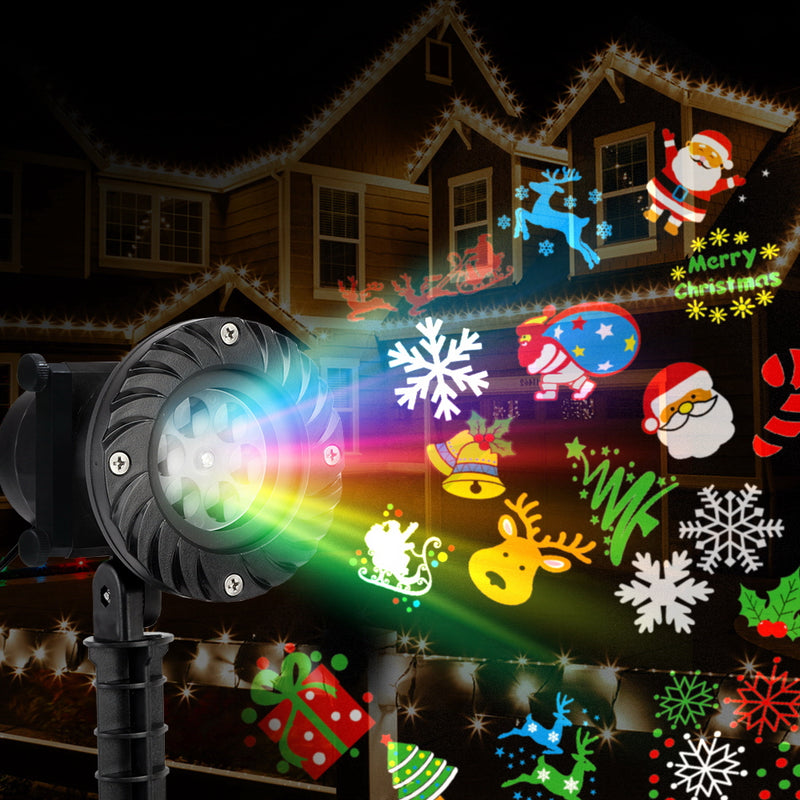 Jingle Jollys Pattern LED Laser Landscape Projector Light Lamp Christmas Party