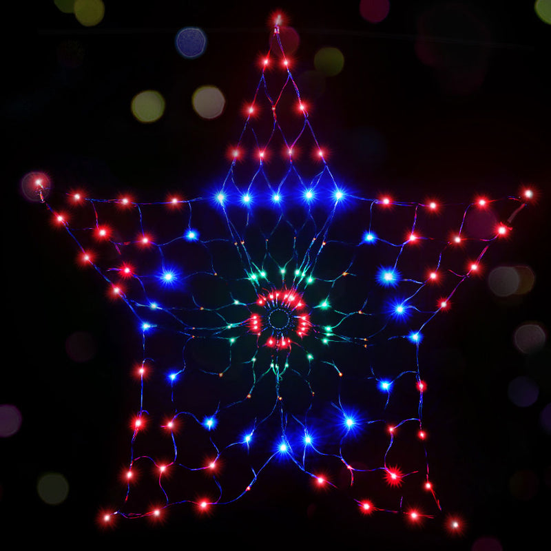 Jingle Jollys Christmas Lights Motif LED Star Net Waterproof Outdoor Colourful