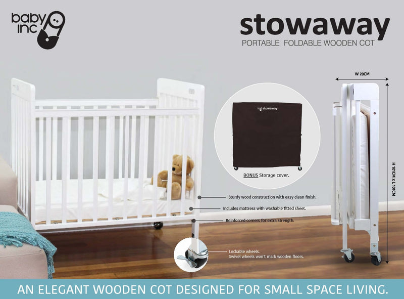 Baby Inc Stowaway Portable Foldable Cot