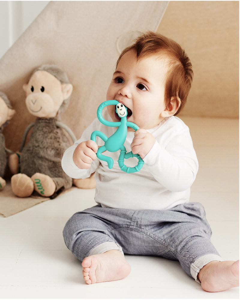 Matchstick Monkey, Dancing Monkey Teether, Grey, Teething Toy for Babies, Gently Massages Infants Gums, Varied Textures to Sooth Baby Teething  Pains