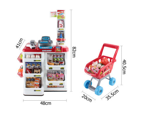 Keezi 24 Piece Kids Super Market Toy Set - Red & White