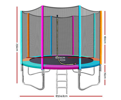 10FT Round Trampolines Multi-coloured