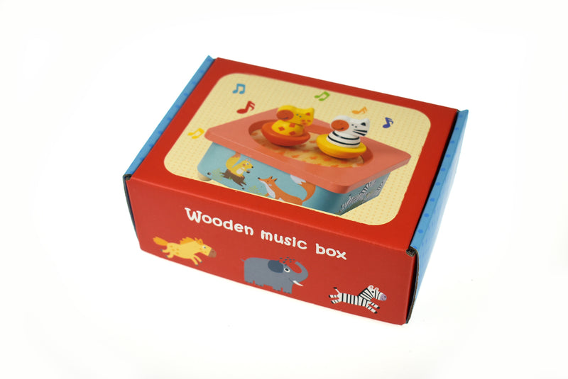 WOODEN FARM MUSIC BOX WITH METAL FRAME