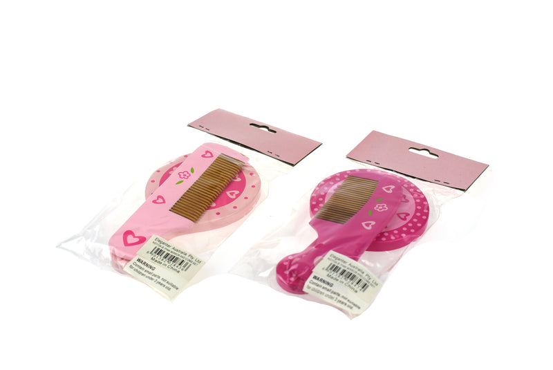 PRICE FOR ONE PINK MIRROR & COMB SET RANDOMLY PICK